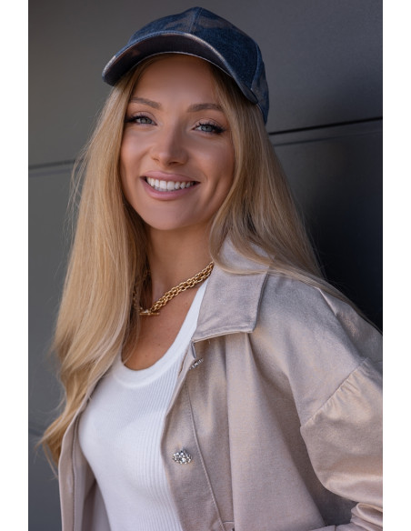 Czapka z Daszkiem Jeans ze Złotem
