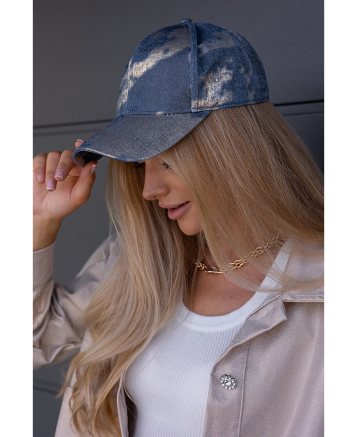 Czapka z Daszkiem Jeans ze Złotem