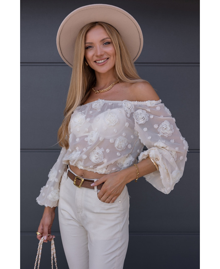 Bluzka Hiszpanka Flora Beżowa