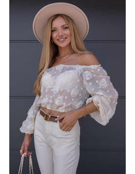 Bluzka Hiszpanka Flora Beżowa