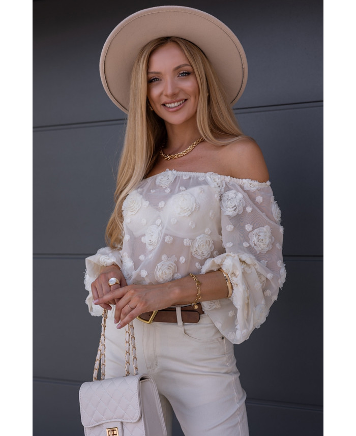 Bluzka Hiszpanka Flora Beżowa