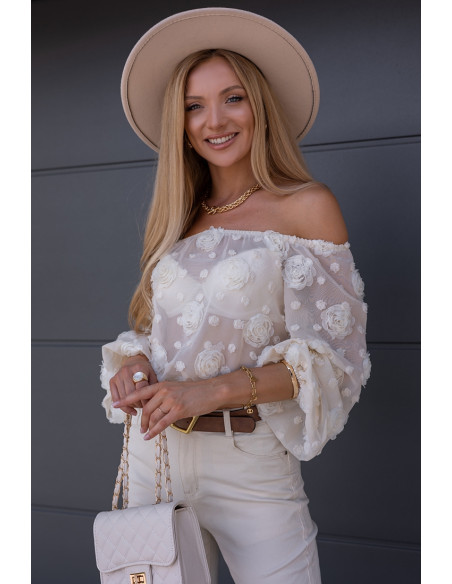Bluzka Hiszpanka Flora Beżowa