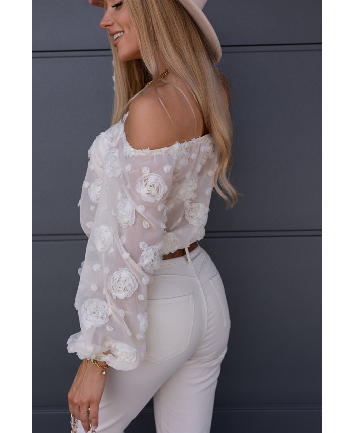 Bluzka Hiszpanka Flora Beżowa