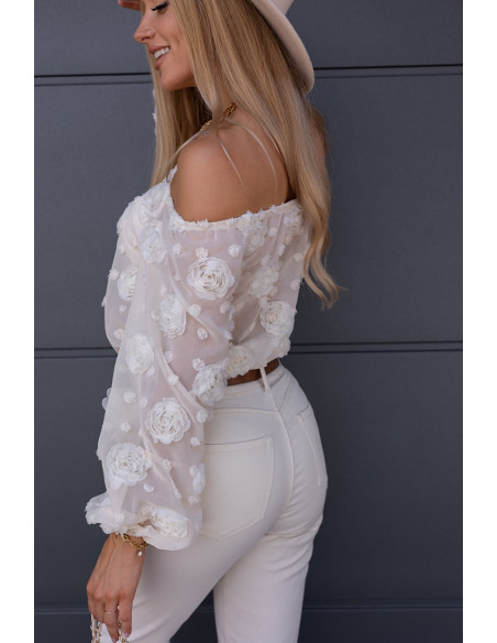 Bluzka Hiszpanka Flora Beżowa