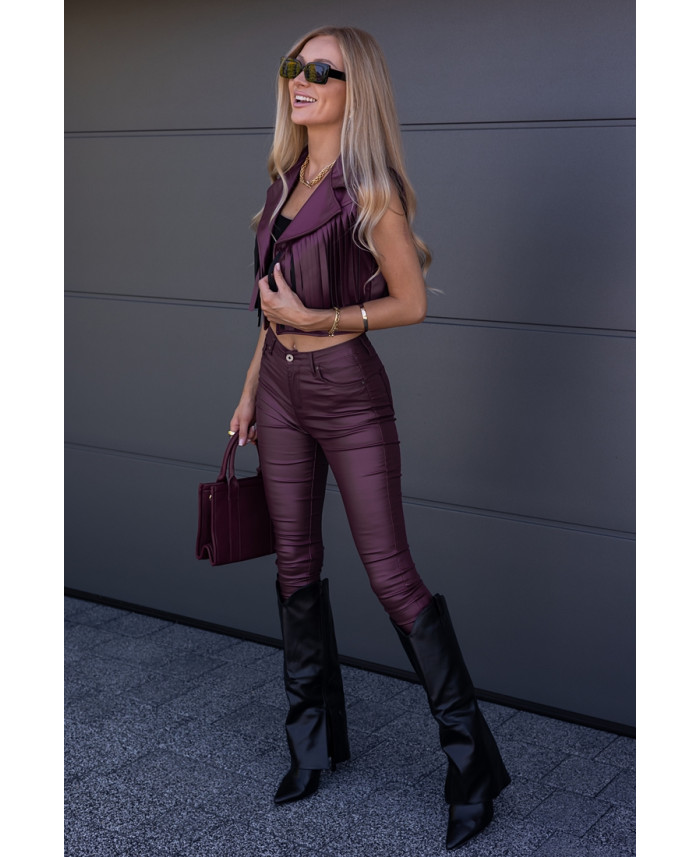 Spodnie Woskowane Bordowe II