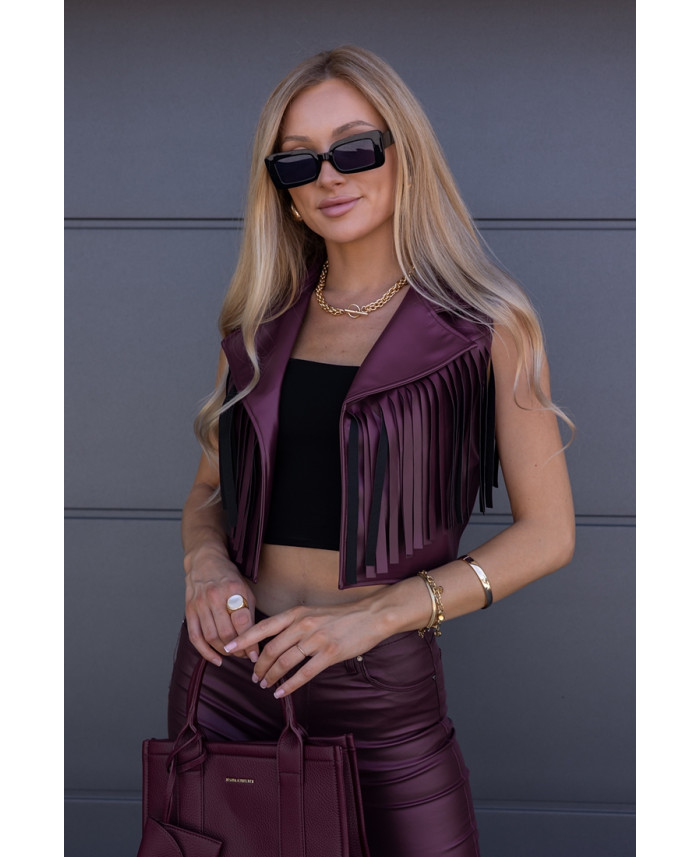 Kamizelka Skay Frędzle Bordowa