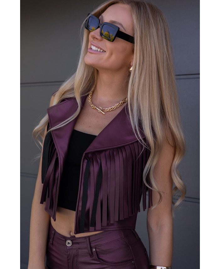 Kamizelka Skay Frędzle Bordowa