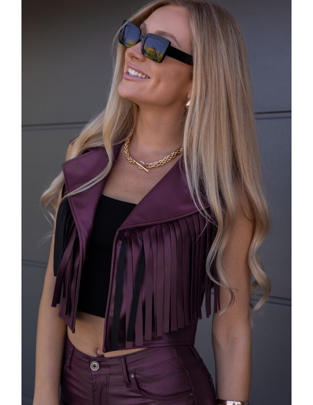 Kamizelka Skay Frędzle Bordowa