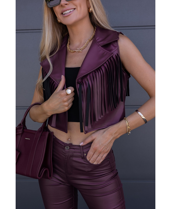 Kamizelka Skay Frędzle Bordowa