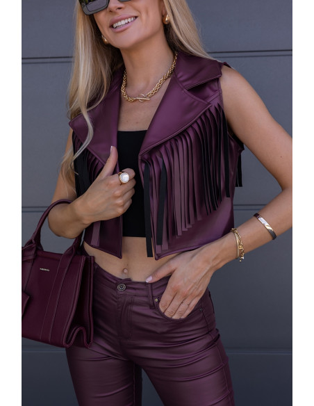 Kamizelka Skay Frędzle Bordowa