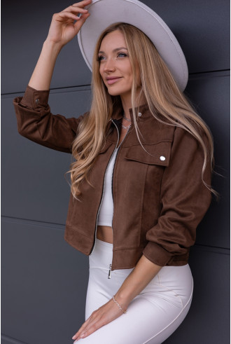 Kurtka Zamszowa Amber Brązowa