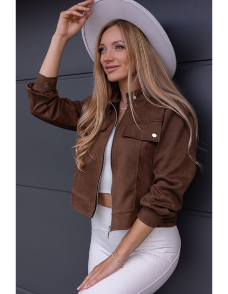 Kurtka Zamszowa Amber Brązowa