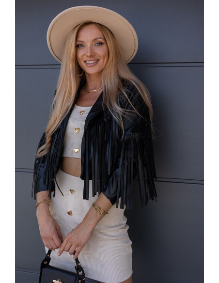 Kurtka EkoSkay Frędzle Czarna