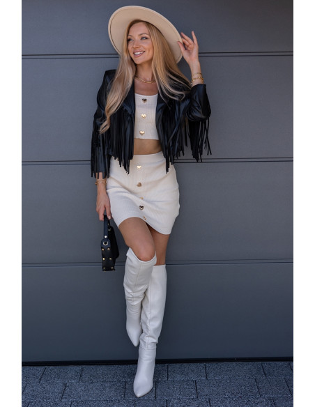 Kurtka EkoSkay Frędzle Czarna