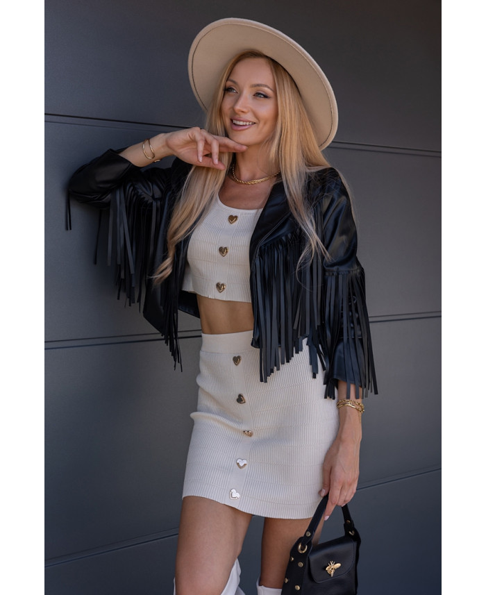 Kurtka EkoSkay Frędzle Czarna