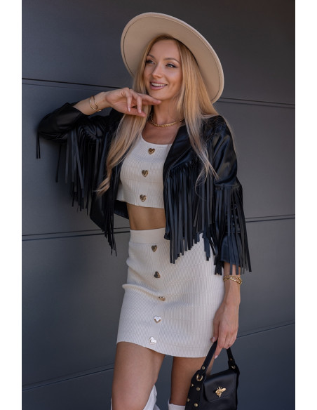 Kurtka EkoSkay Frędzle Czarna