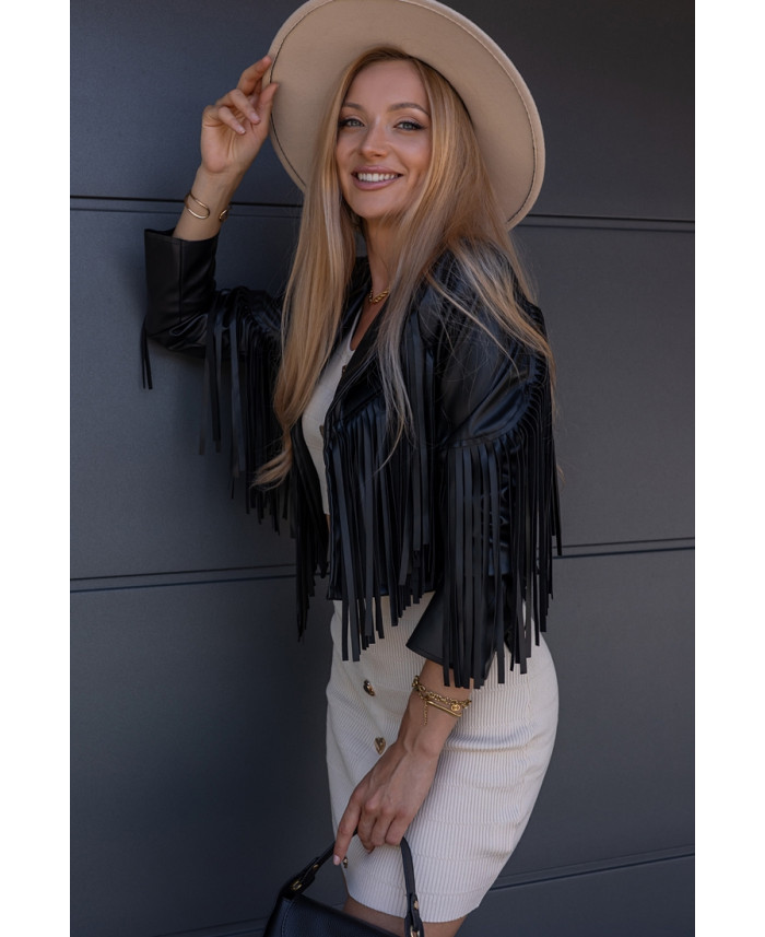 Kurtka EkoSkay Frędzle Czarna