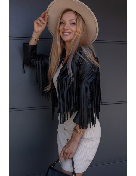 Kurtka EkoSkay Frędzle Czarna