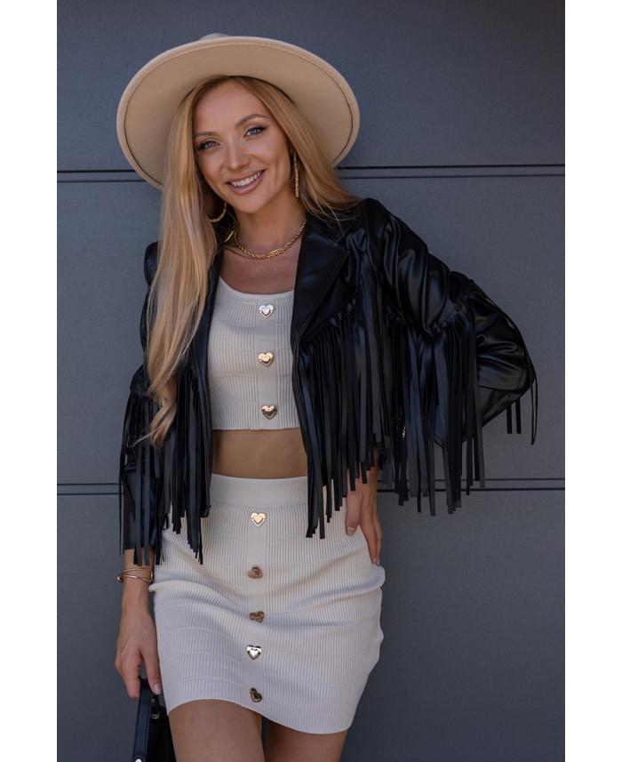 Kurtka EkoSkay Frędzle Czarna