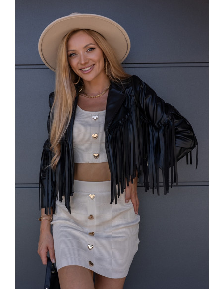 Kurtka EkoSkay Frędzle Czarna