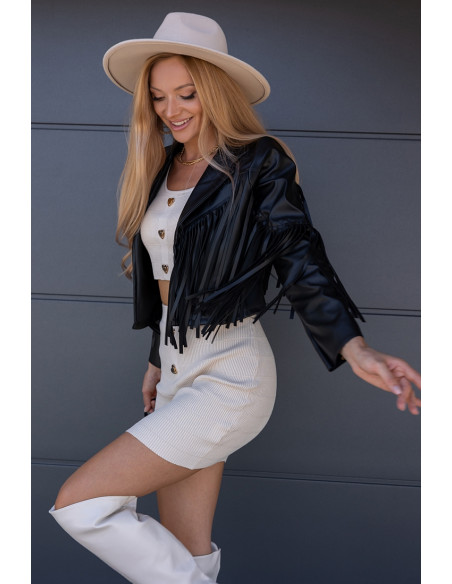 Kurtka EkoSkay Frędzle Czarna