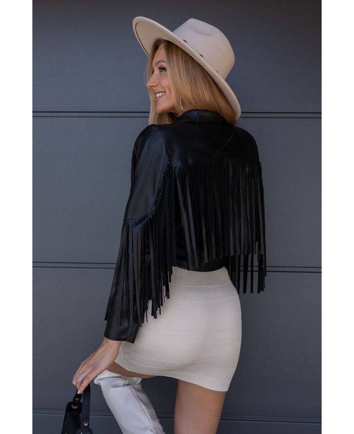 Kurtka EkoSkay Frędzle Czarna