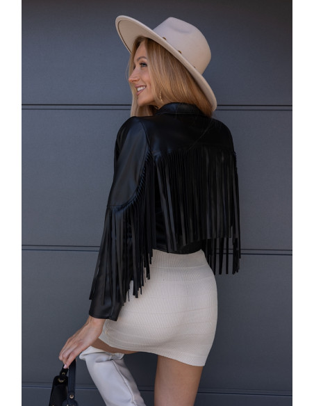 Kurtka EkoSkay Frędzle Czarna