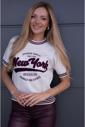 Sweterek New York Bordowy