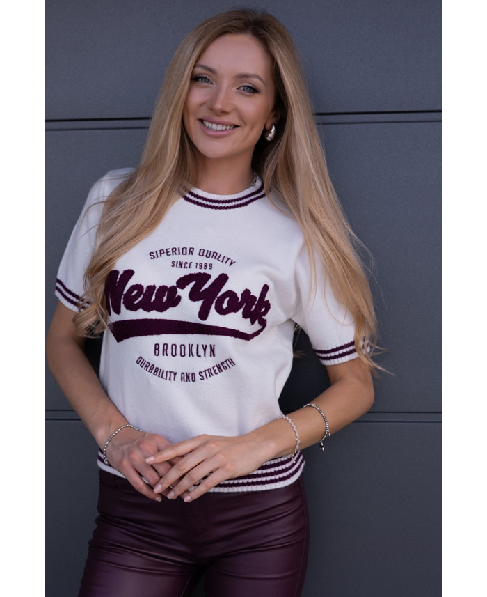 Sweterek New York Bordowy