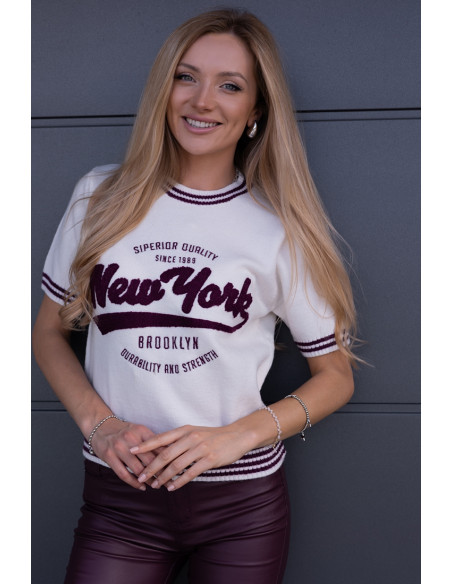 Sweterek New York Bordowy