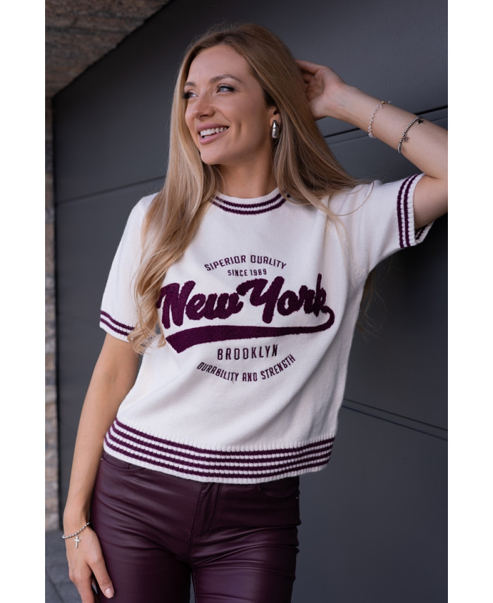 Sweterek New York Bordowy