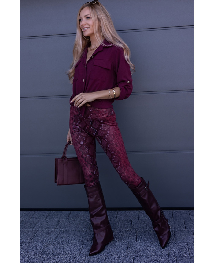 Leginsy Snake Bordowe