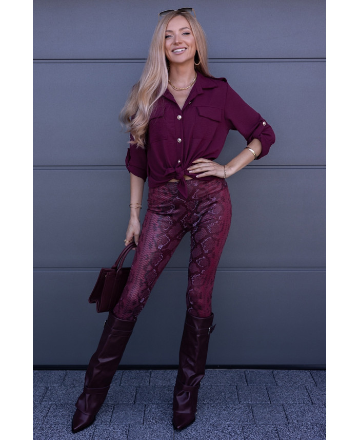 Leginsy Snake Bordowe