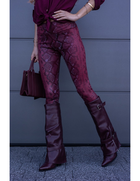 Leginsy Snake Bordowe