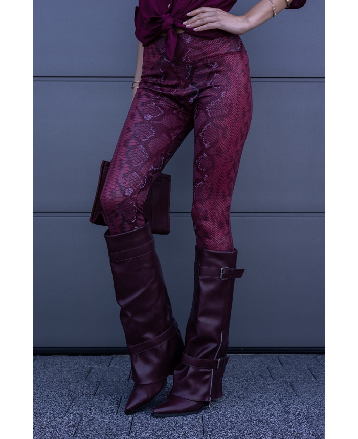 Leginsy Snake Bordowe