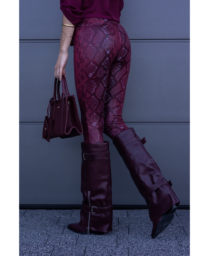 Leginsy Snake Bordowe