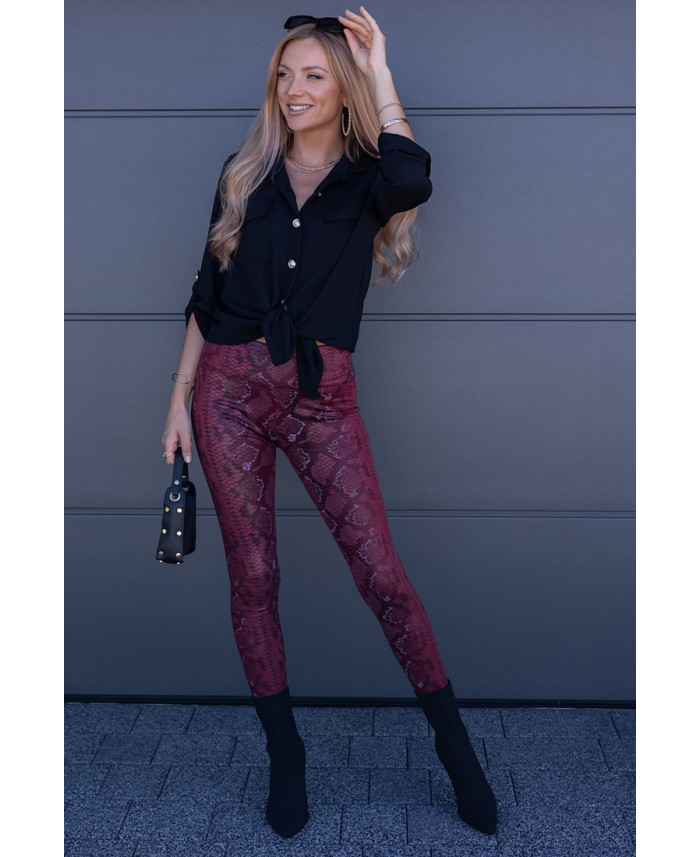 Leginsy Snake Bordowe