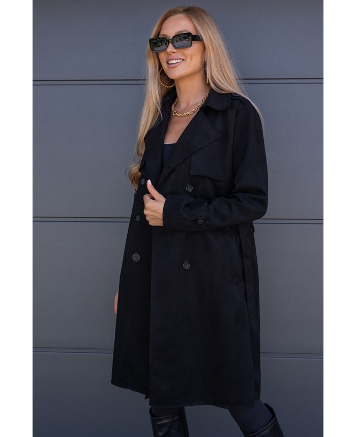 Płaszcz Zamszowy Czarny