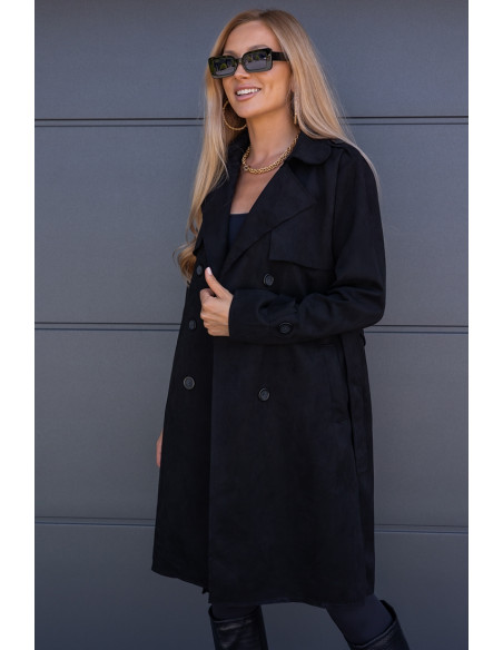 Płaszcz Zamszowy Czarny