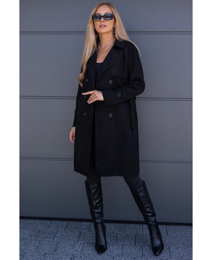 Płaszcz Zamszowy Czarny