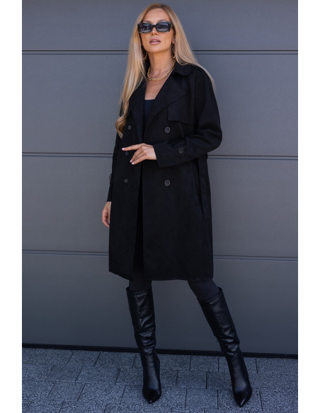 Płaszcz Zamszowy Czarny