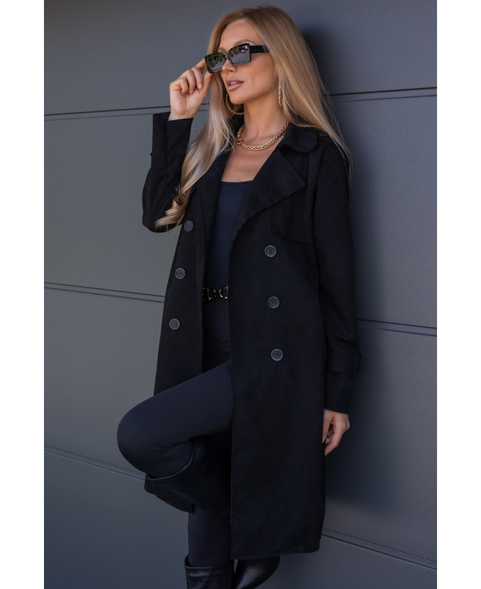 Płaszcz Zamszowy Czarny