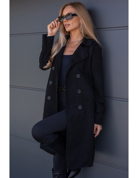 Płaszcz Zamszowy Czarny