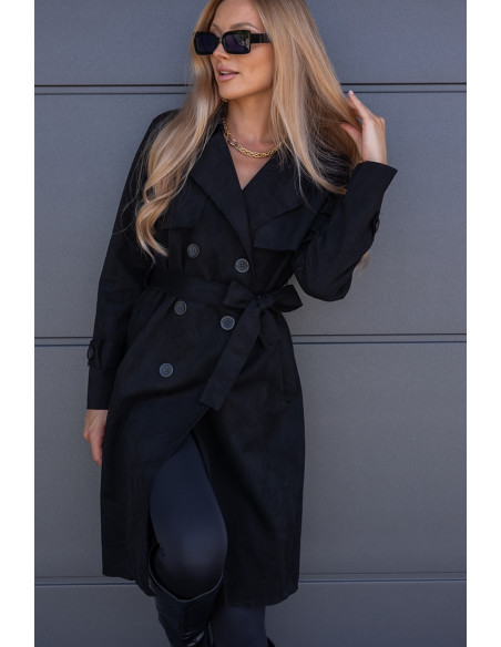 Płaszcz Zamszowy Czarny