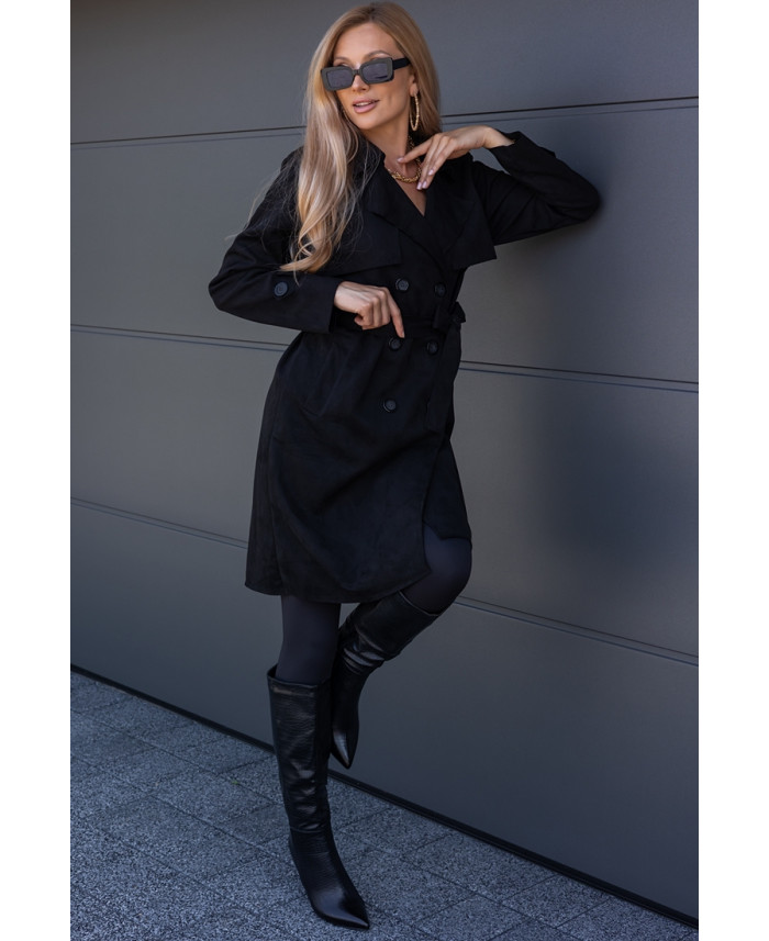 Płaszcz Zamszowy Czarny