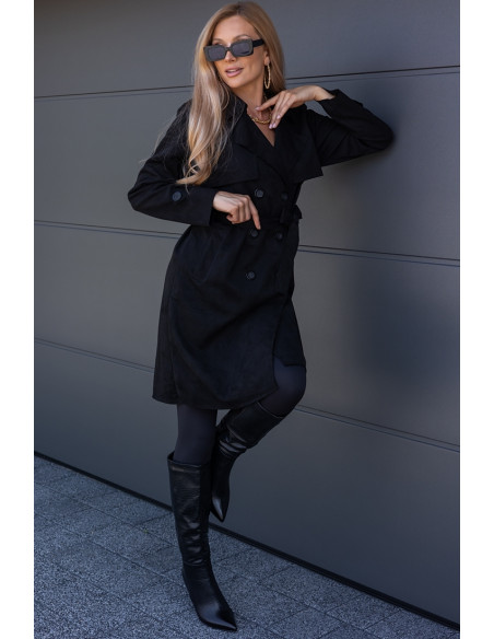 Płaszcz Zamszowy Czarny