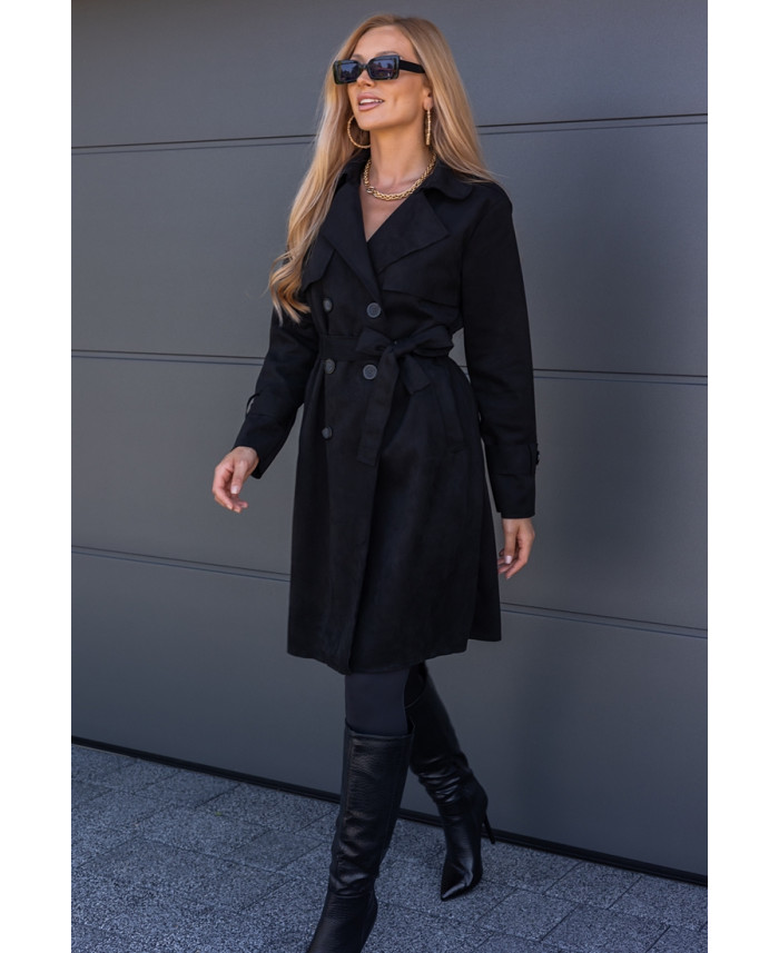 Płaszcz Zamszowy Czarny