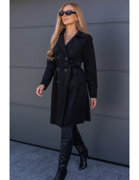 Płaszcz Zamszowy Czarny