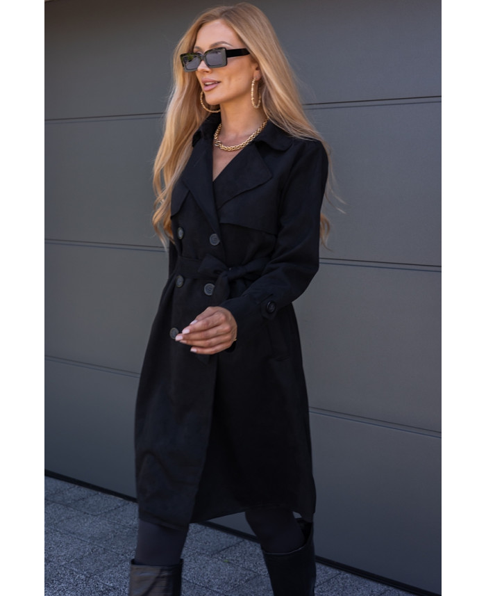 Płaszcz Zamszowy Czarny