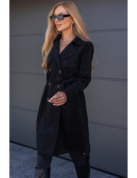 Płaszcz Zamszowy Czarny